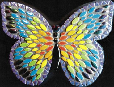 Mosaik Set "Schmetterling-Bunt" - 25x20 cm - Glas, Blüten, Nuggets usw.