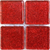 Soft-Glas 20x20mm Glitzer - Rot - 28 St.