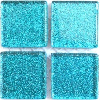 Soft-Glas 20x20mm Glitzer - Türkis - 28 St.