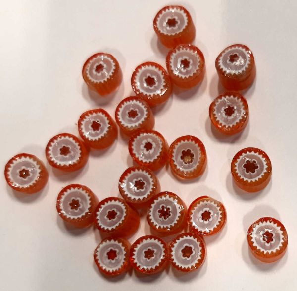 Millefiori Ø  8-10mm - Orange - 20 g