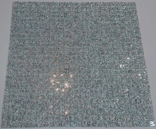 Spiegelmosaik 1x1cm - Silber geriffelt- auf Netz