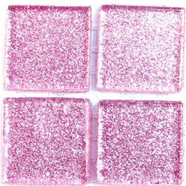 Soft-Glas 20x20mm Glitzer - Rosa - 28 St.