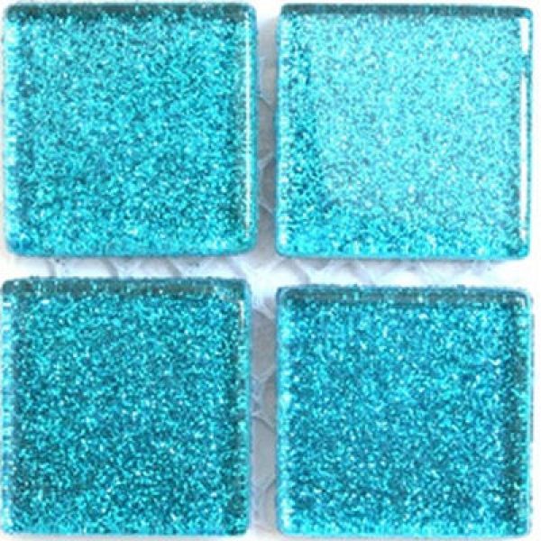 Soft-Glas 20x20mm Glitzer - Türkis - 28 St.