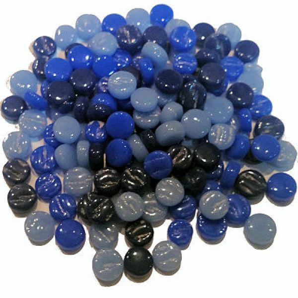 Mini-Drops aus Glas - Blau-Mix