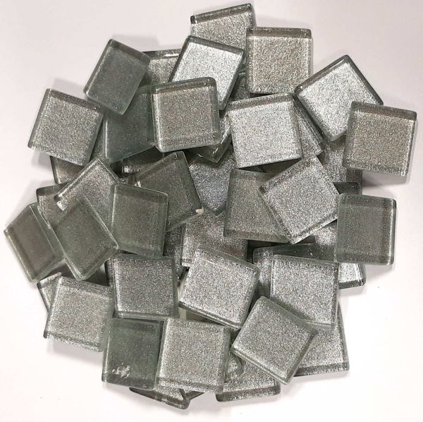 Soft-Glas 20x20mm - Silber-Metallic - 200g